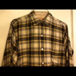 Vintage 1960’s Original Lanerossi Plaid Button down Shirt Woven in Italy Unisex